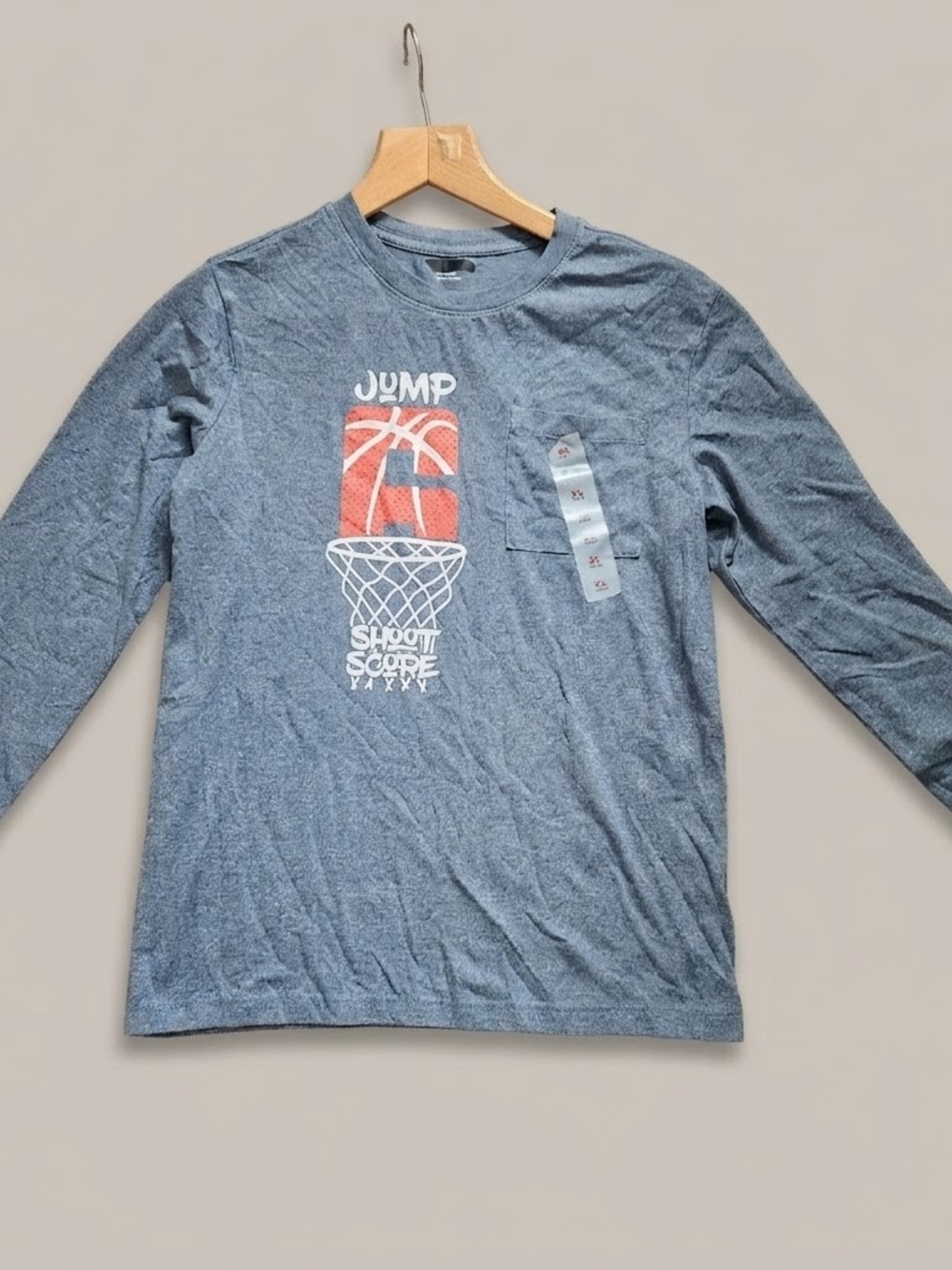 Kids Long-Sleeve Basketball Graphic Tee - Grey